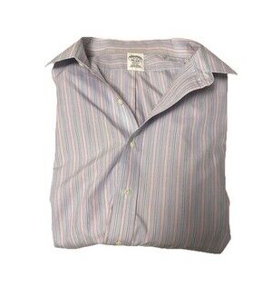 Brooks Brothers, Men’s 17 - 35 Blue/pink Supima Cotton,Button Up. Large